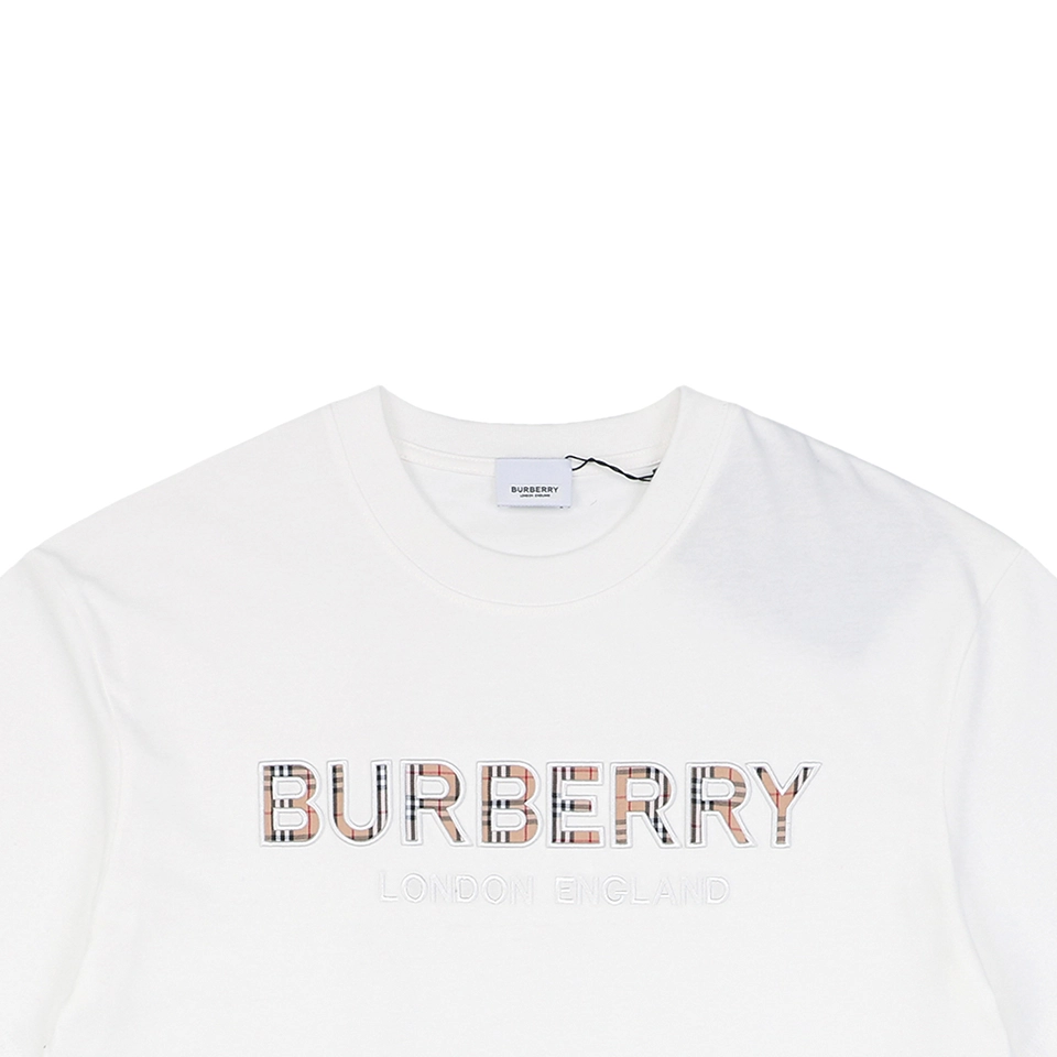 BBry Check Patchwork Logo Embroidered T-shirt White