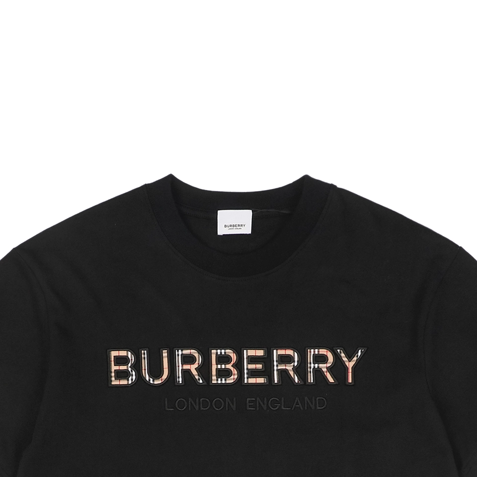 BBry Check Patchwork Logo Embroidered T-shirt Black