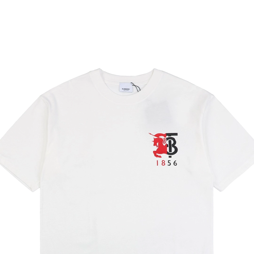 BBry Red & White Paneled Equestrian Logo Embroidered T-shirt White