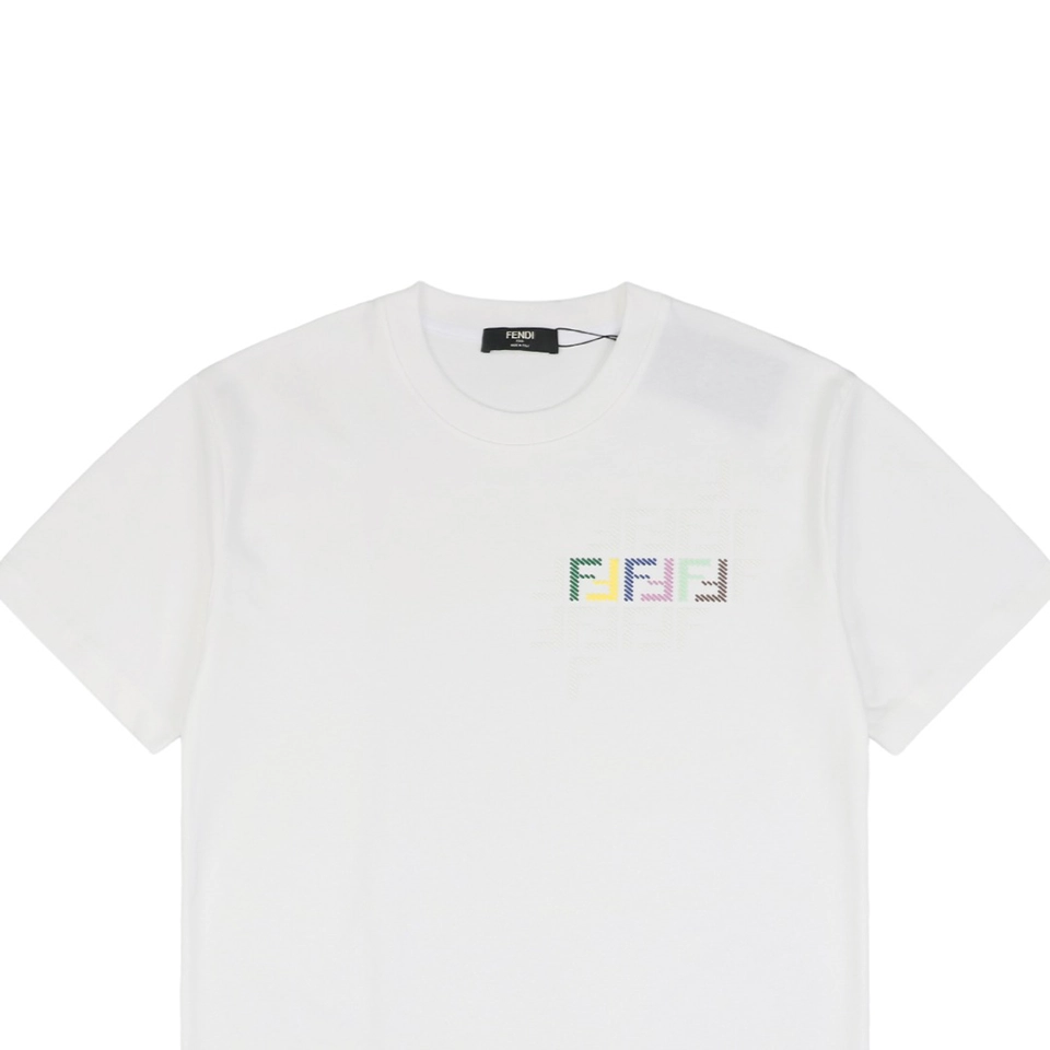 F Colorful FF Puffy Print T-shirt White
