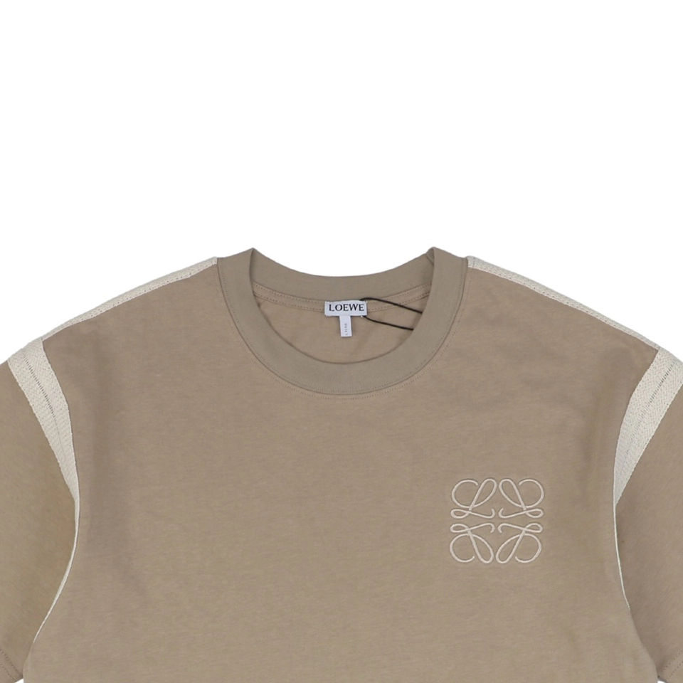 L Woven Floral Patch Embroidery T-shirt Khaki