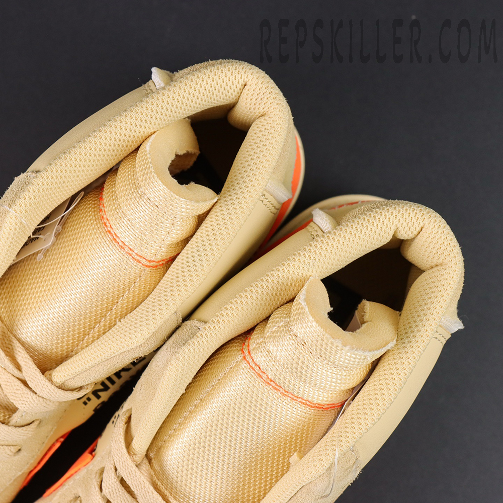 Nike Off-White x Blazer Mid ‘All Hallows Eve’ top-down view focusing on exposed foam tongues and rough-edge detailing.