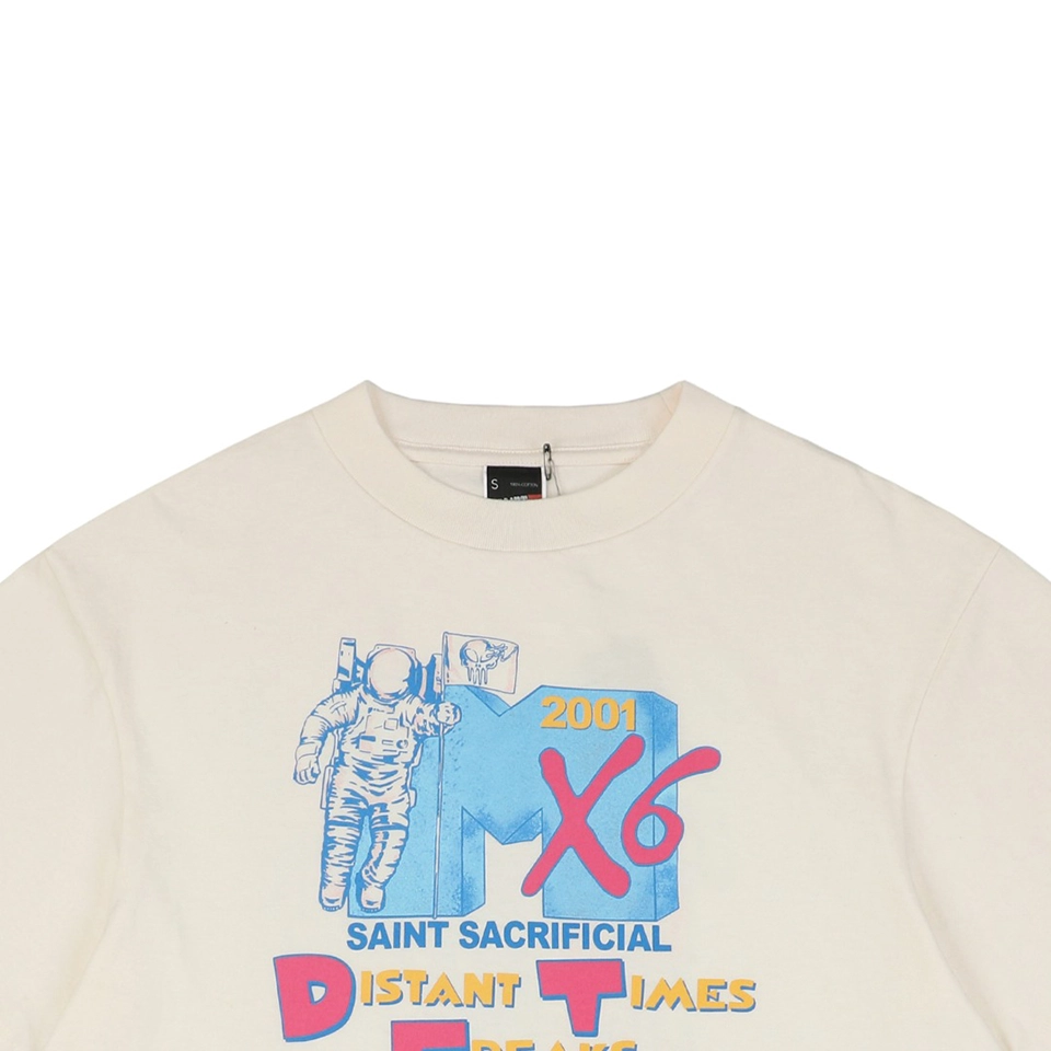 Saint Michael Astronaut Stain Effect Graphic T-shirt
