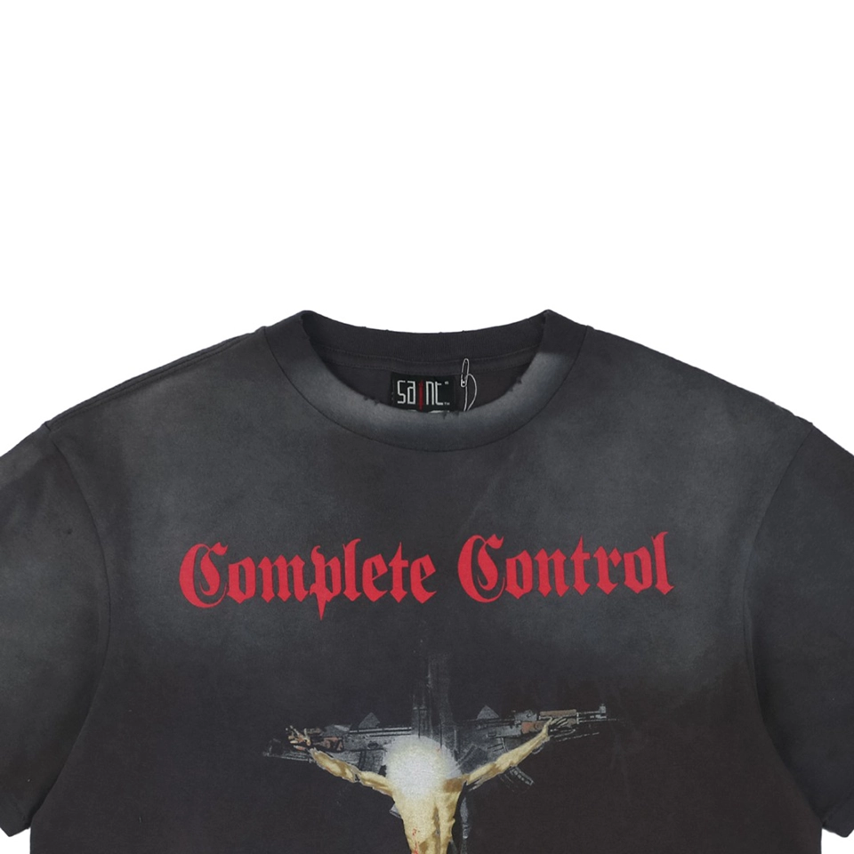 Saint Michael Jesus with Gun Cross Graphic T-shirt