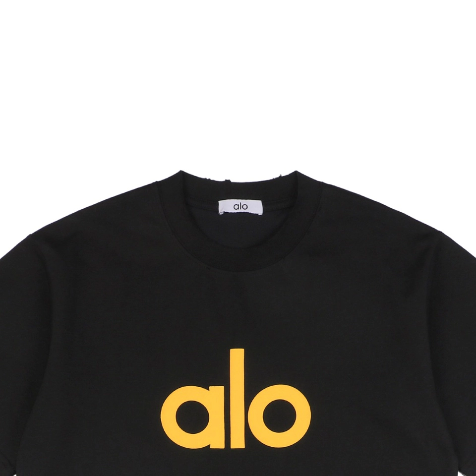 alo Puffy Letter Print T-shirt Black