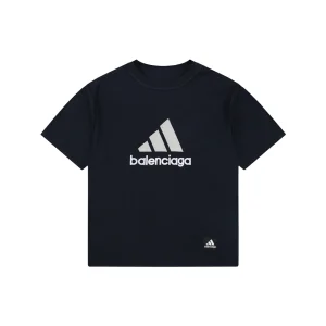 Balenciaga Paris Triple Stripe Reversible T-Shirt - Black Back side Front view