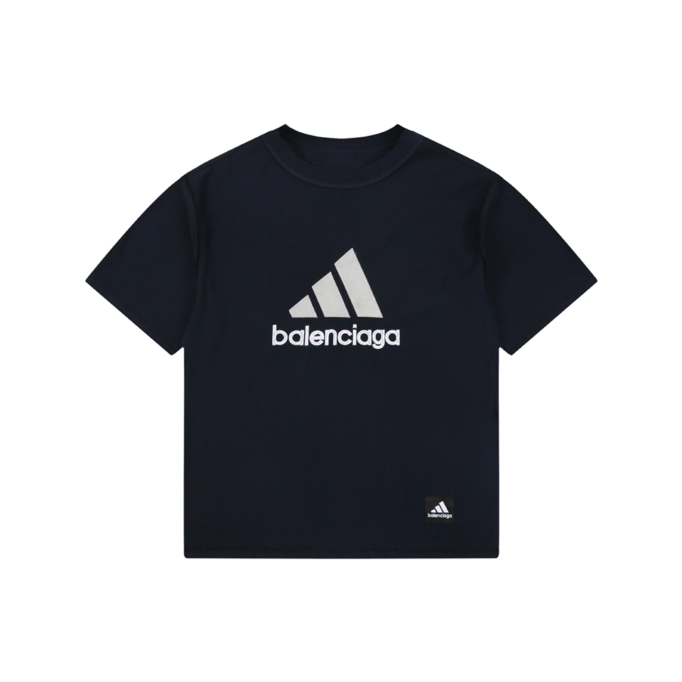 Balenciaga Paris Triple Stripe Reversible T-Shirt - Black Back side Front view