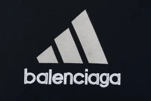 Balenciaga Paris Triple Stripe Reversible T-Shirt - Black Back side Front Print