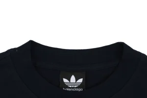 Balenciaga Paris Triple Stripe Reversible T-Shirt - Black Front side Collar