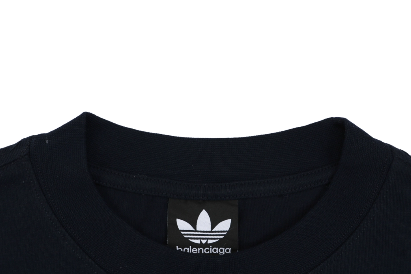 Balenciaga Paris Triple Stripe Reversible T-Shirt - Black Front side Collar