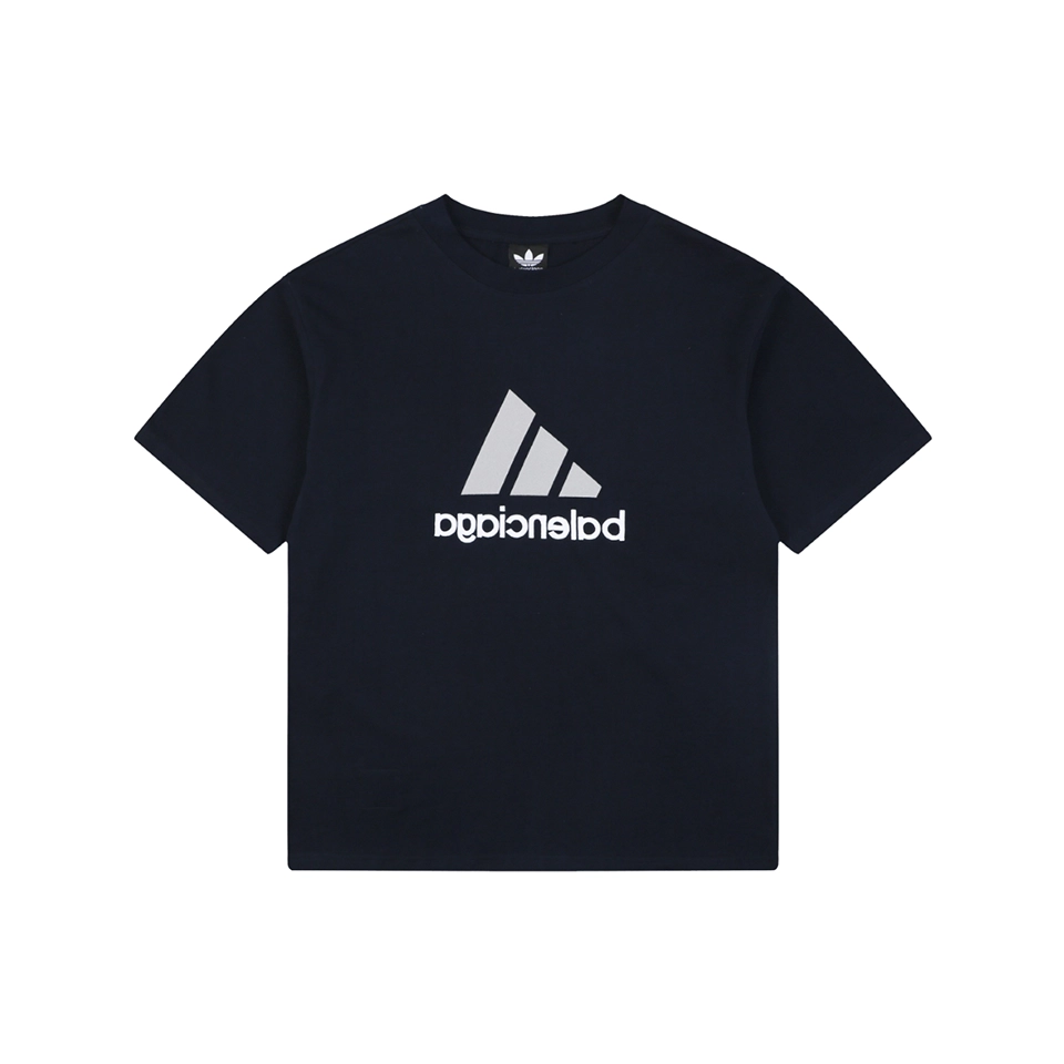Balenciaga Paris Triple Stripe Reversible T-Shirt - Black Front side Front view
