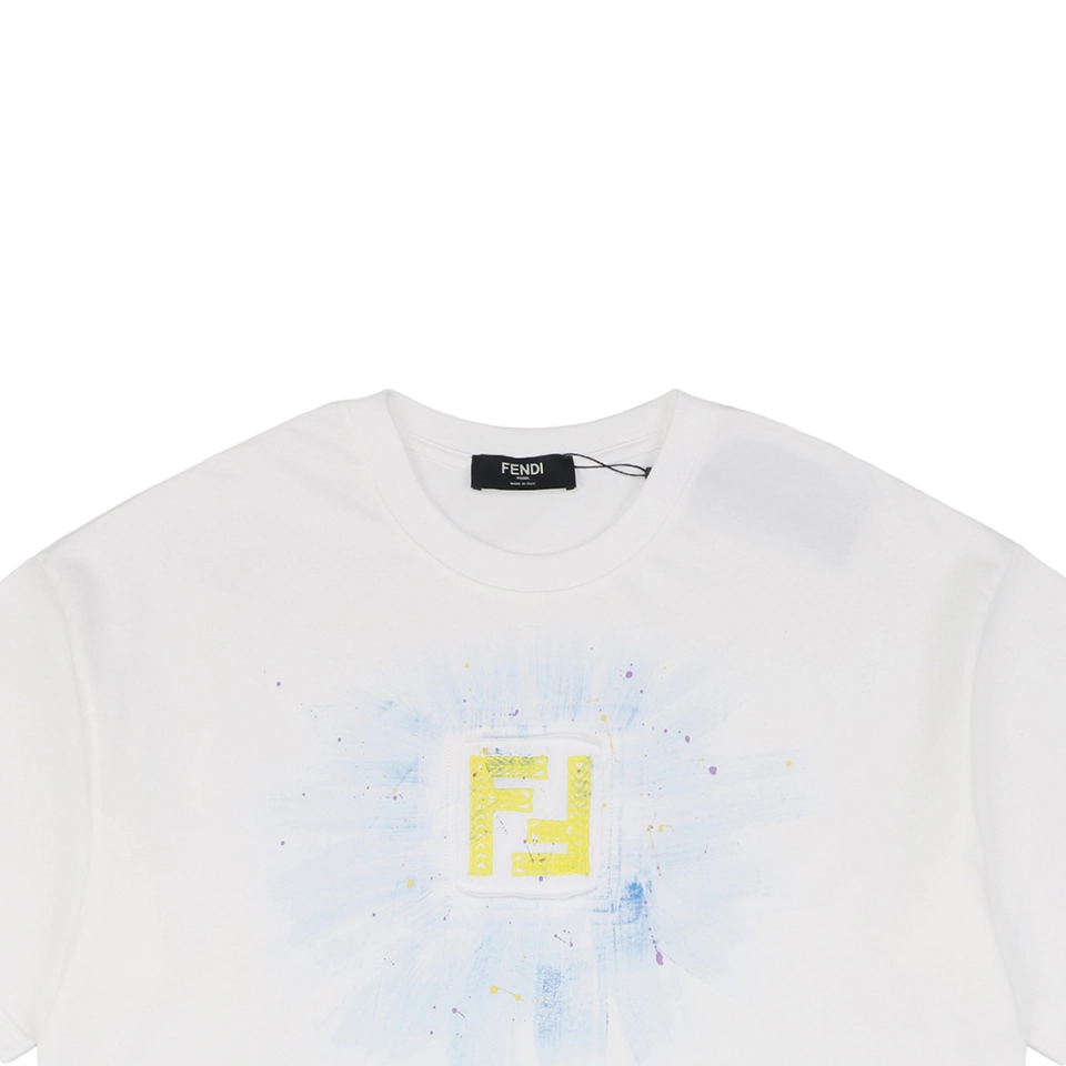 F Radiant Ink Splash Embroidered T-shirt White