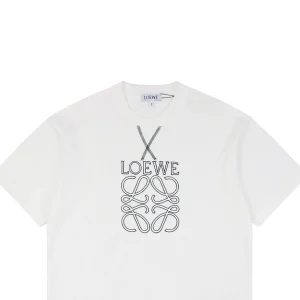 L Letter Logo Embroidered T-shirt White