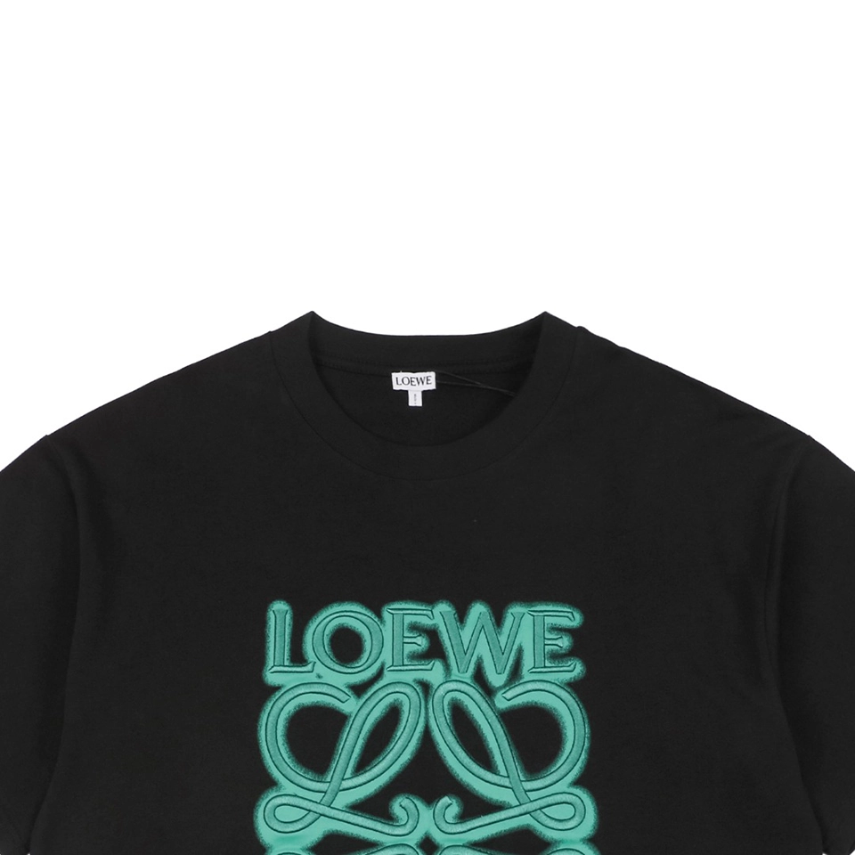 L Neon Anagram Embroidery T-shirt Black