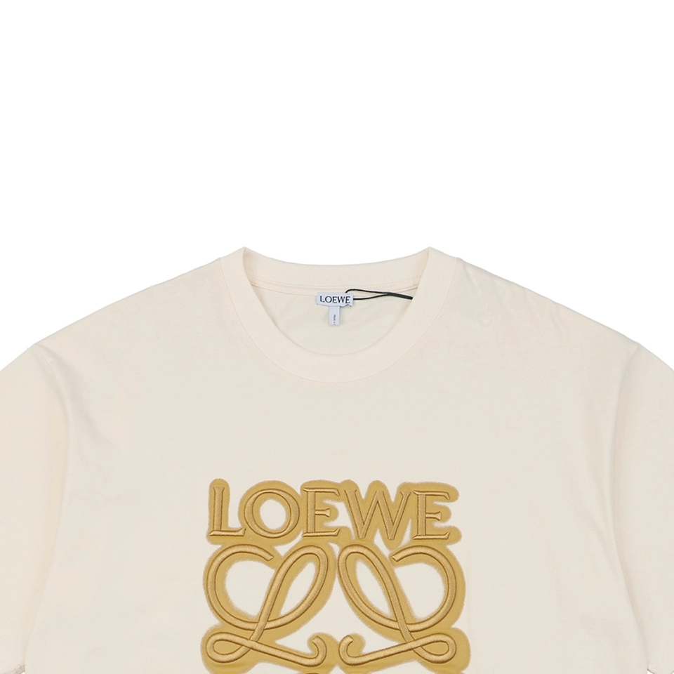 L Neon Anagram Embroidery T-shirt Beige