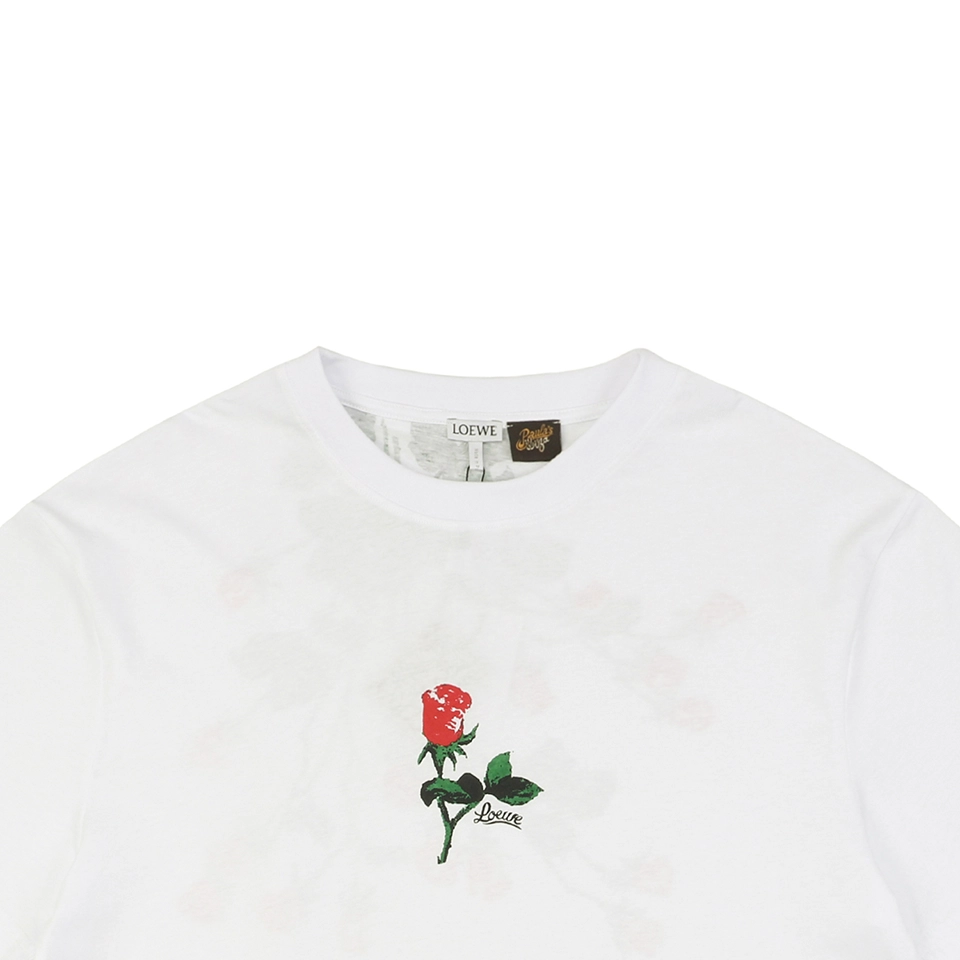 L Rose Print Cotton T-shirt