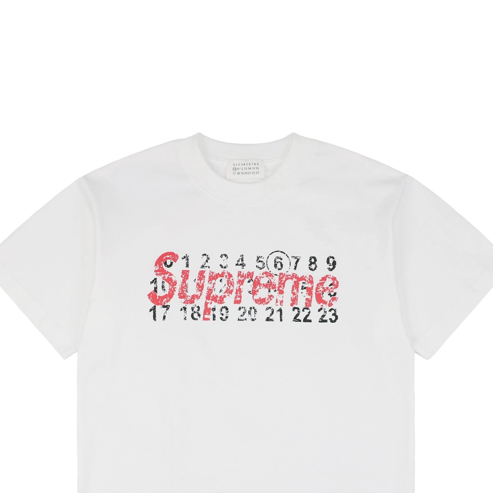 MM Distressed Numbers 6 Graphic T-shirt White