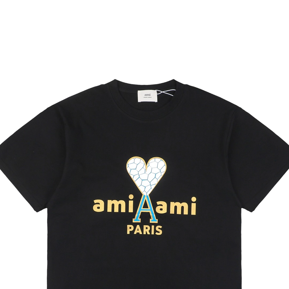 Ami Cracked Heart Logo Print T-shirt