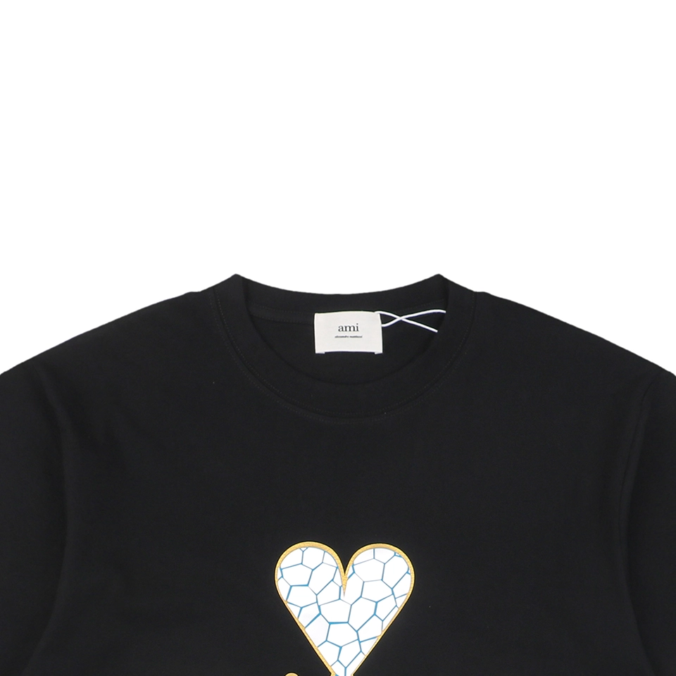 Ami Cracked Heart Logo Print T-shirt