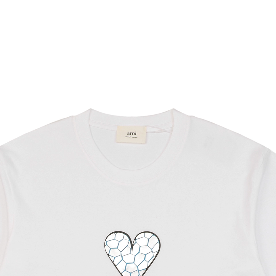 Ami Cracked Heart Logo Print T-shirt White