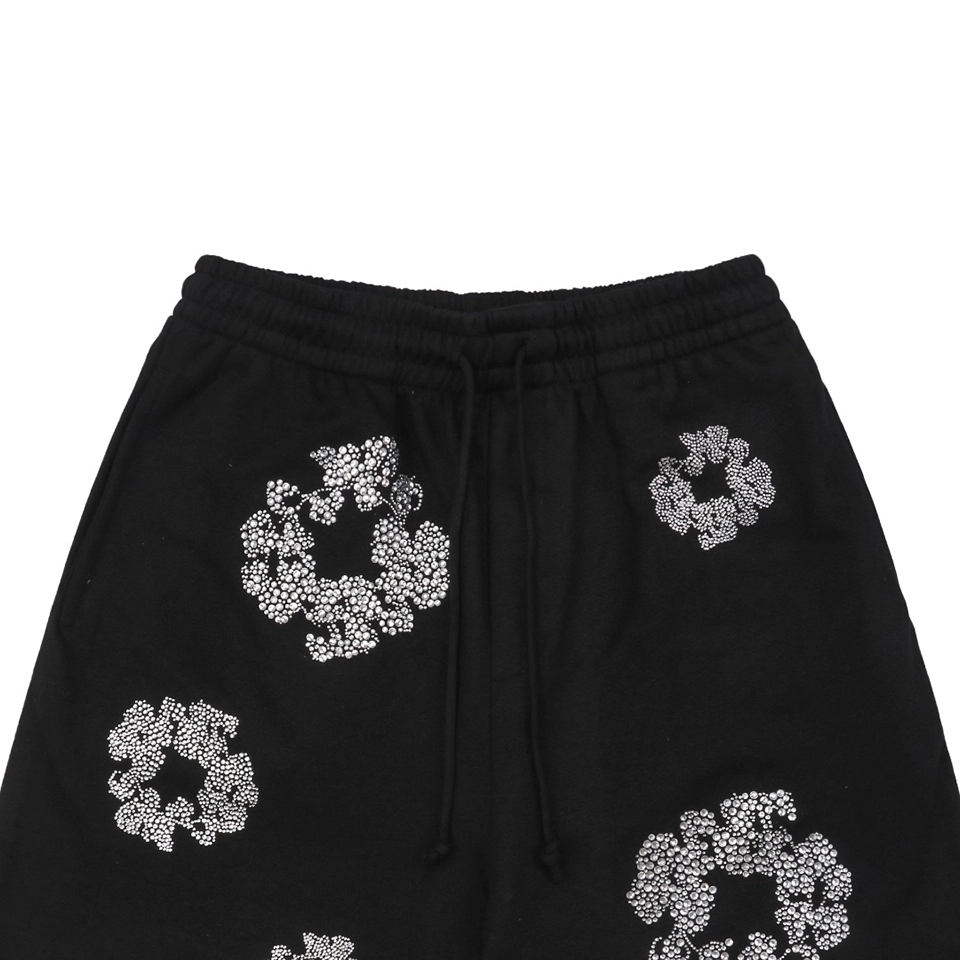 Denim Tears Crystal Cotton Flower Shorts Black