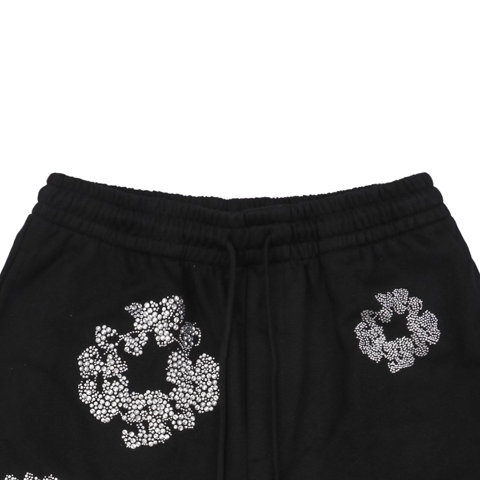 Denim Tears Crystal Cotton Flower Shorts Black