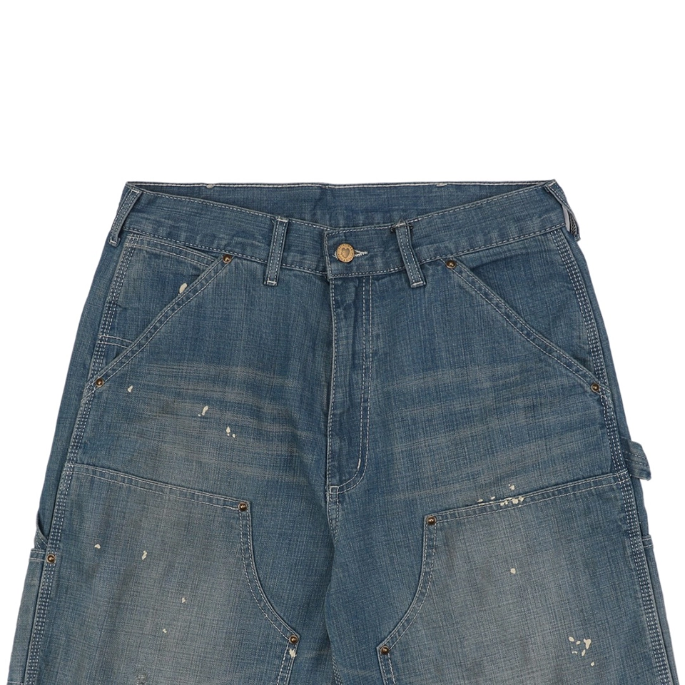 Saint Michael Distressed Paint-Splattered Carpenter Denim Shorts