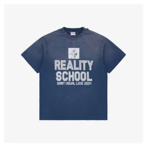 Saint Michael Reality School Blue Graphic T-shirt