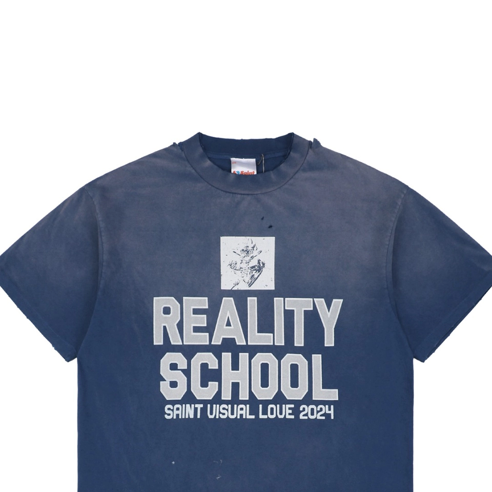 Saint Michael Reality School Blue Graphic T-shirt