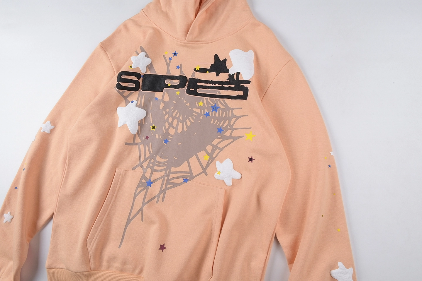 Sp5der 555555 Belinni Star Web Peach Hoodie1