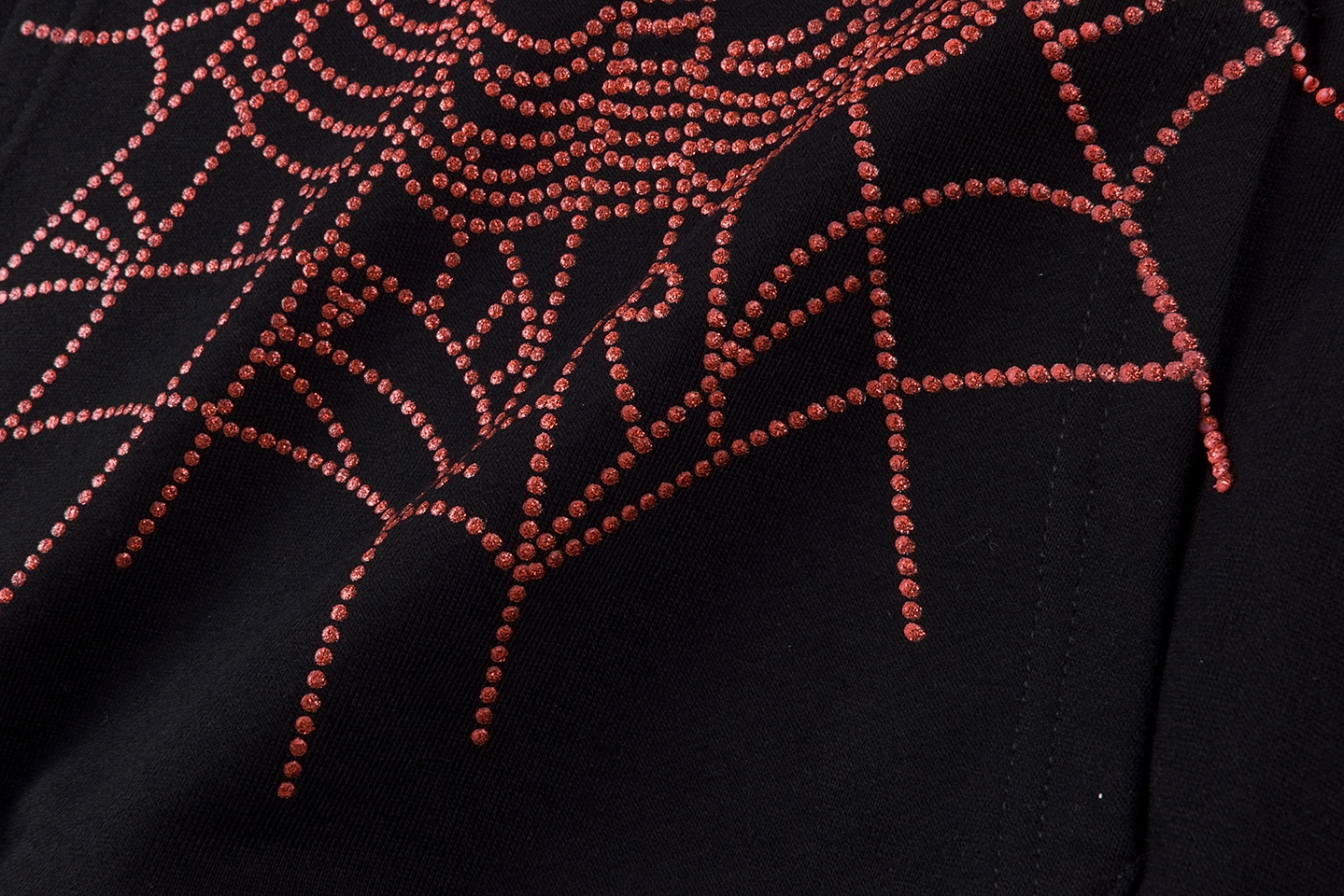 Sp5der 555555 Rhinestone Web Black Hoodie8