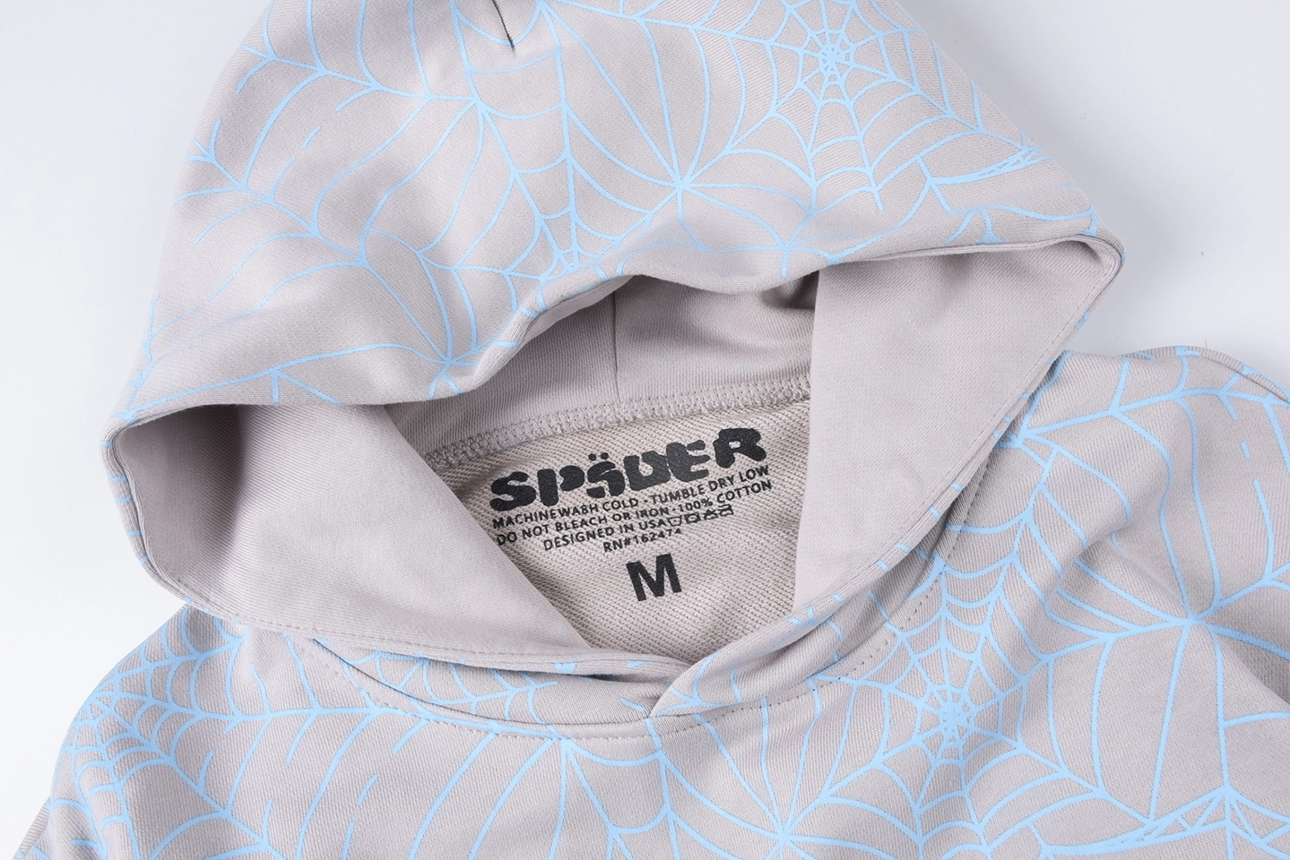 Sp5der 555555 Slate Gray Web Hoodie3