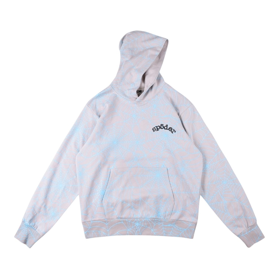 Sp5der 555555 Slate Gray Web Hoodie