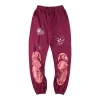 Sp5der Burgundy Sneaker Sole Print Sweatpants