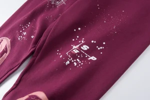 Sp5der Burgundy Sneaker Sole Print Sweatpants9
