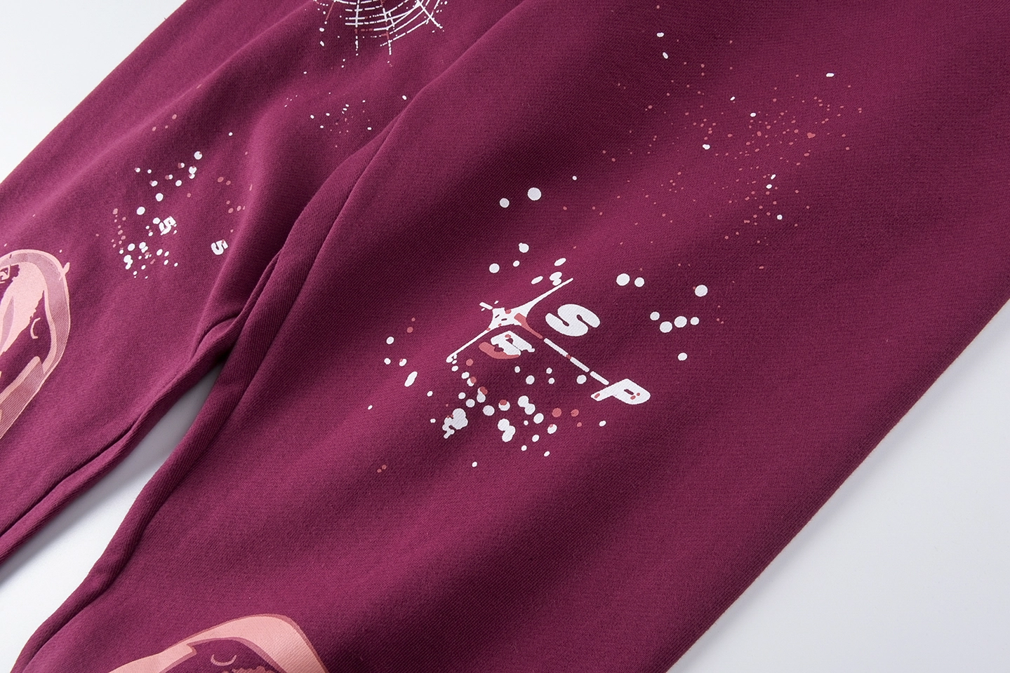 Sp5der Burgundy Sneaker Sole Print Sweatpants9