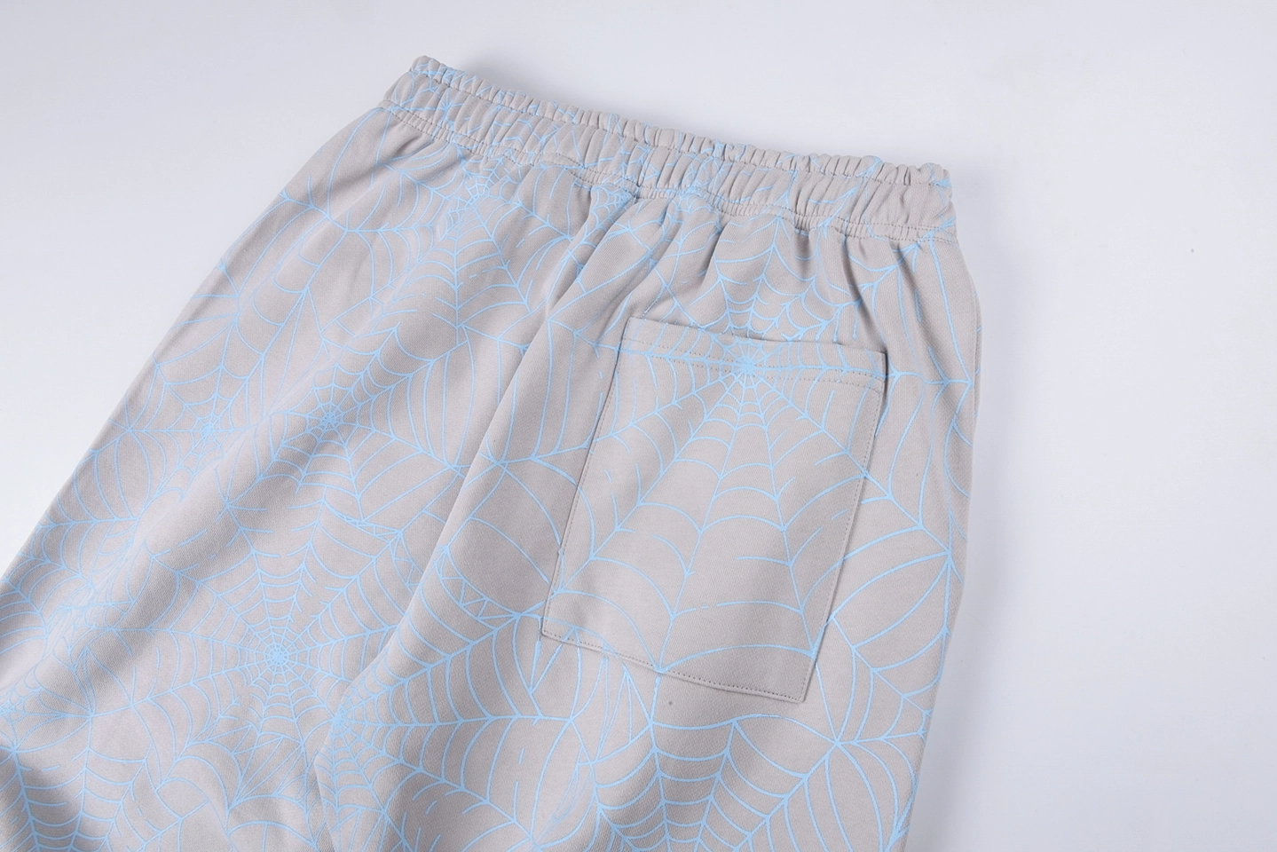 Sp5der Grey Blue Web Print Sweatpants10
