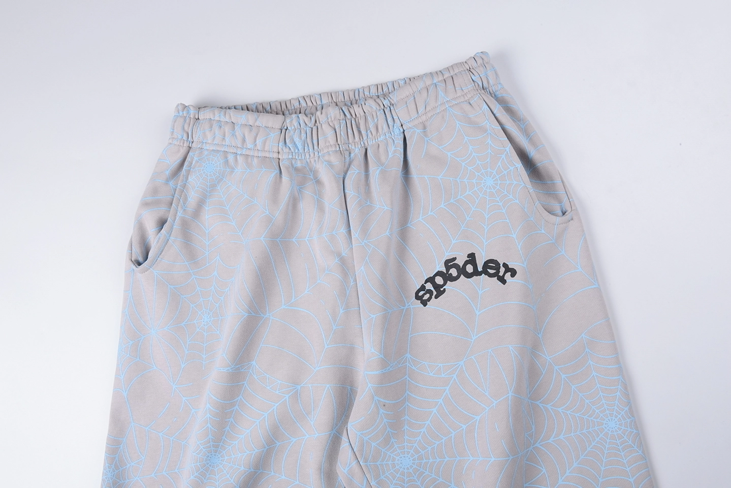 Sp5der Grey Blue Web Print Sweatpants2