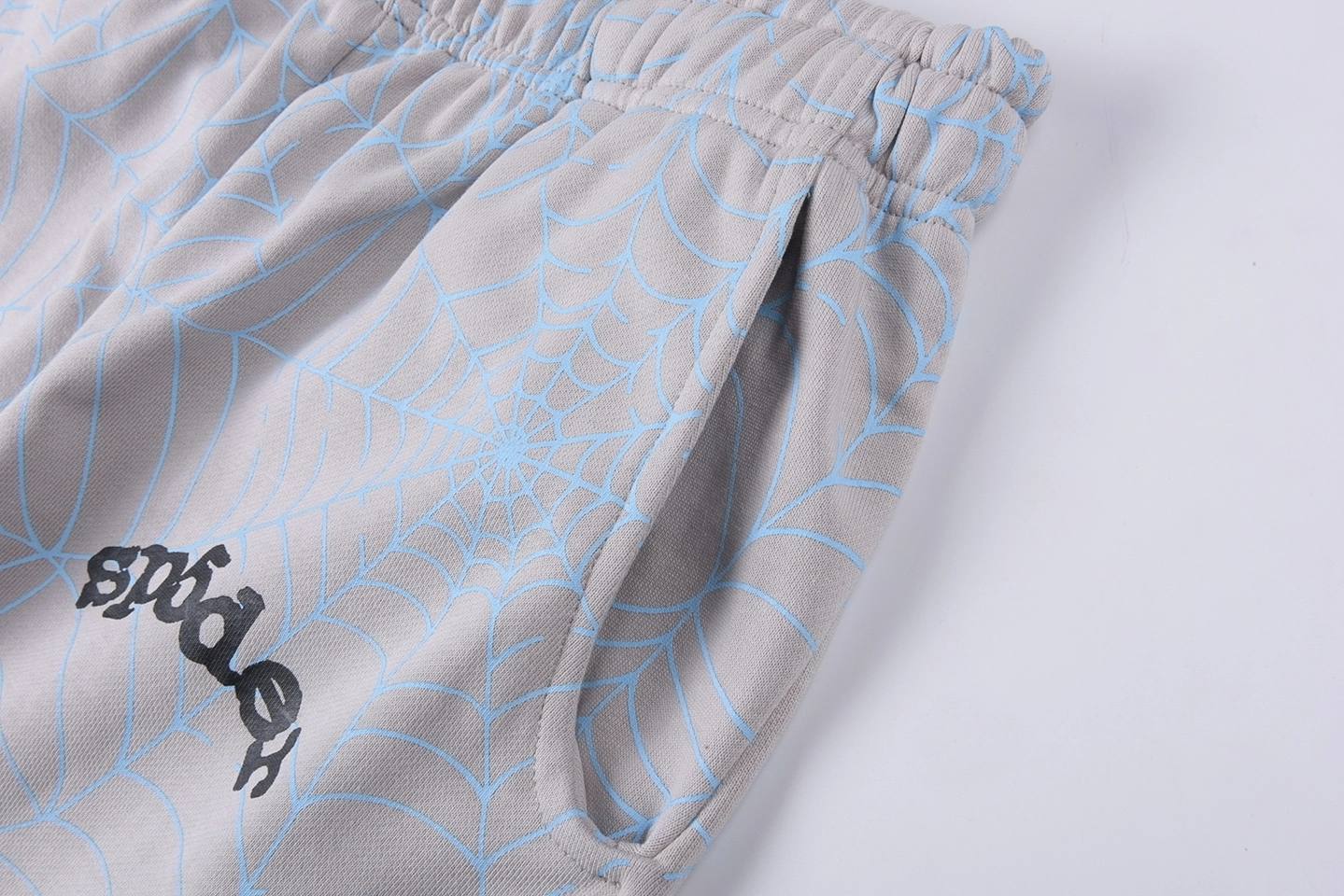 Sp5der Grey Blue Web Print Sweatpants3