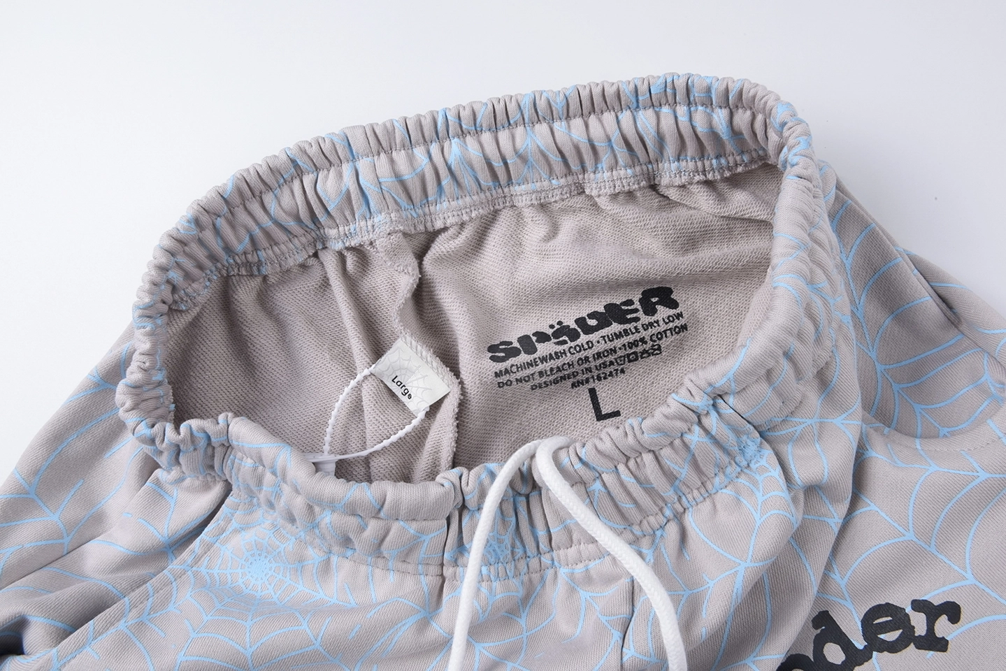 Sp5der Grey Blue Web Print Sweatpants5