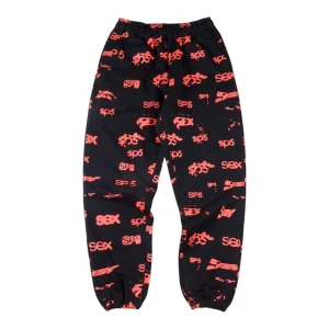 Sp5der Red Allover Logo Sweatpants