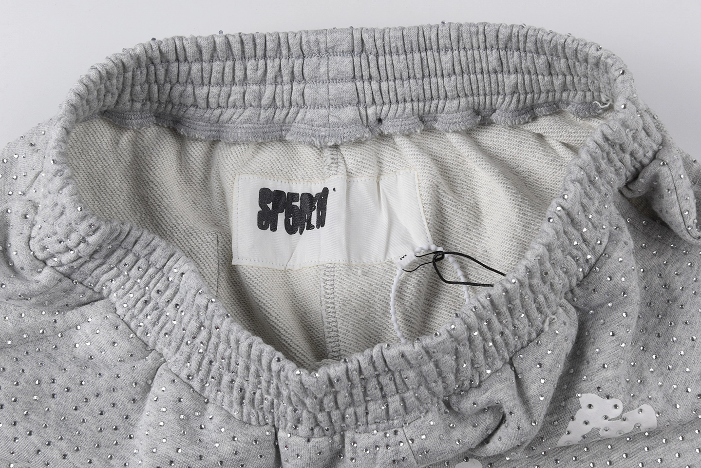 Sp5der Rhinestone Logo Grey Mesh Shorts2