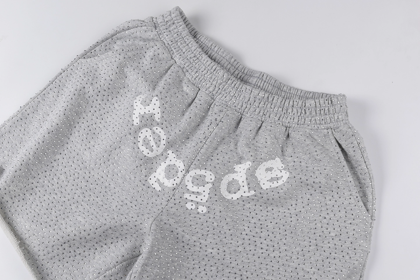 Sp5der Rhinestone Logo Grey Mesh Shorts7