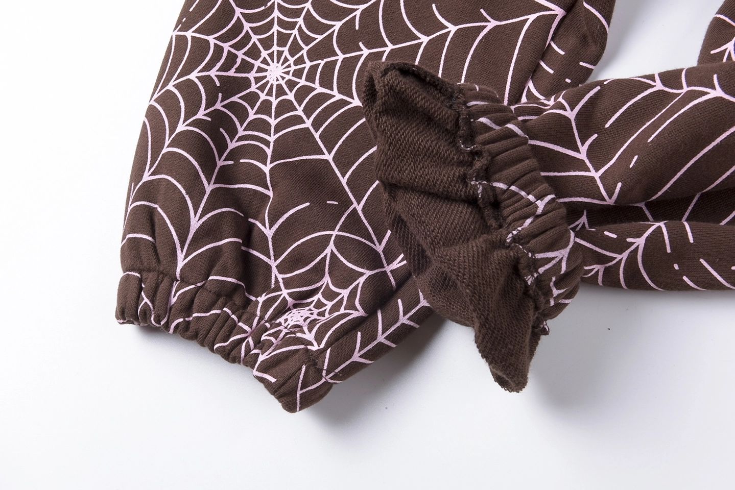 Sp5der Web Allover Print Brown Sweatpants4