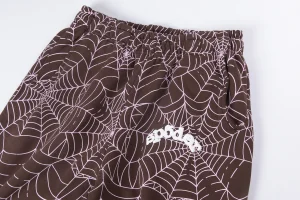 Sp5der Web Allover Print Brown Sweatpants5
