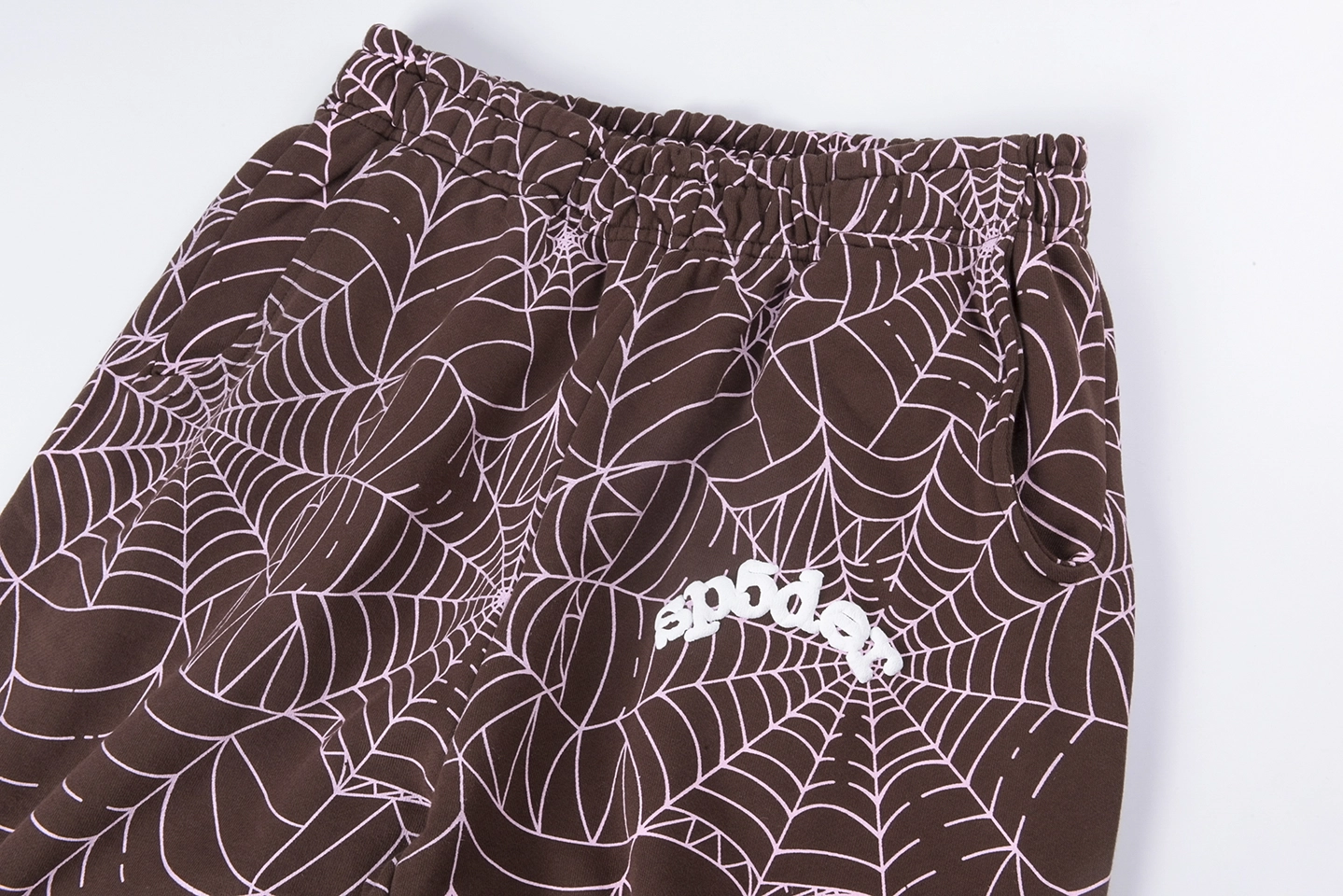 Sp5der Web Allover Print Brown Sweatpants5