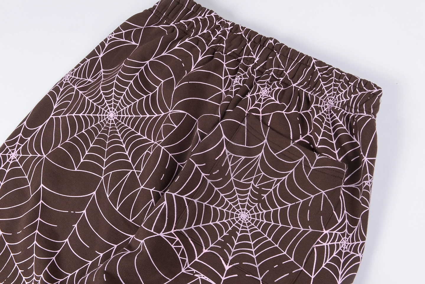 Sp5der Web Allover Print Brown Sweatpants9