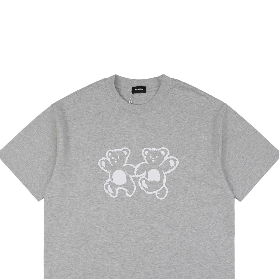 We11done Double-Sided Holding Bear Graphic T-shirt Grey