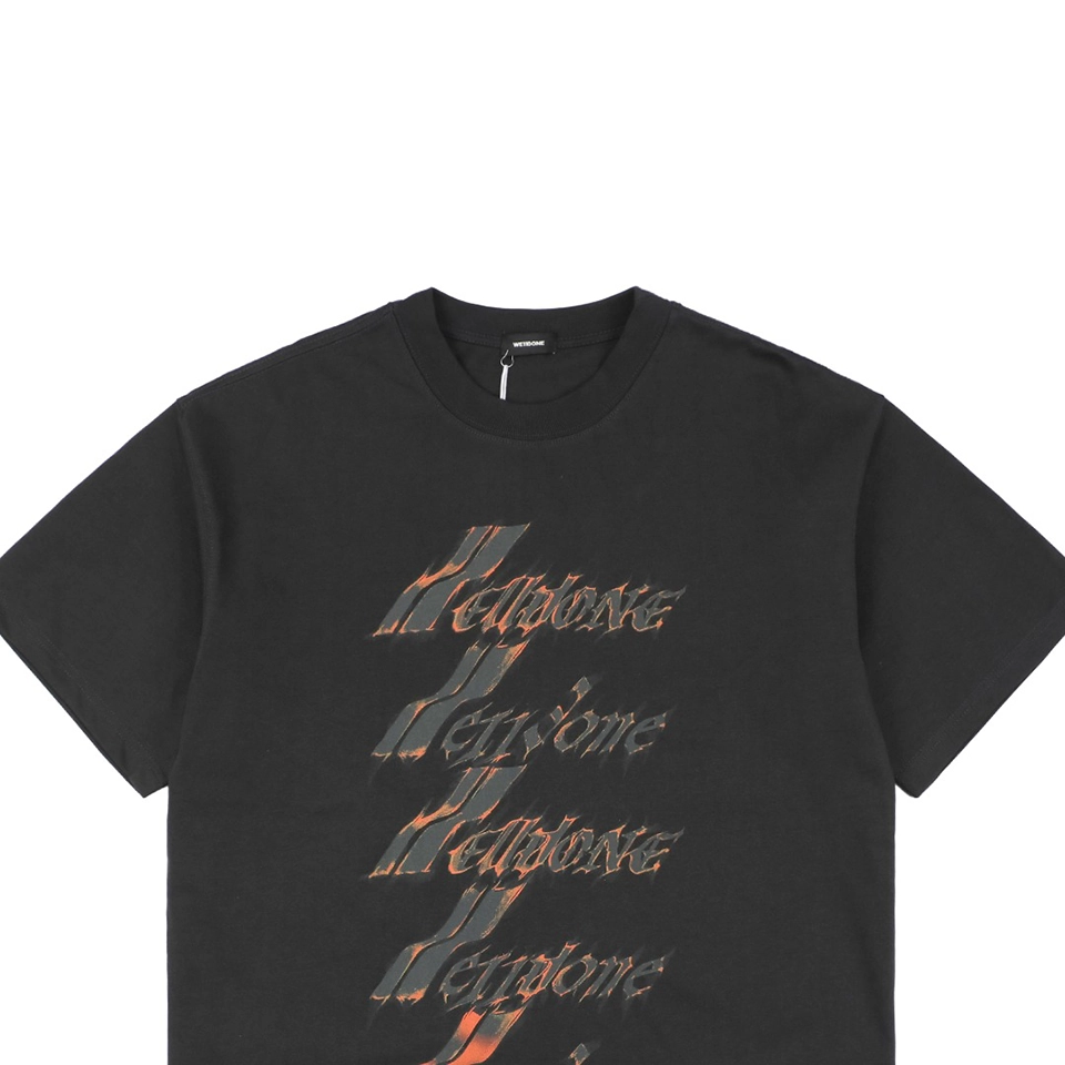 We11done Flame Barrage Print T-shirt Grey