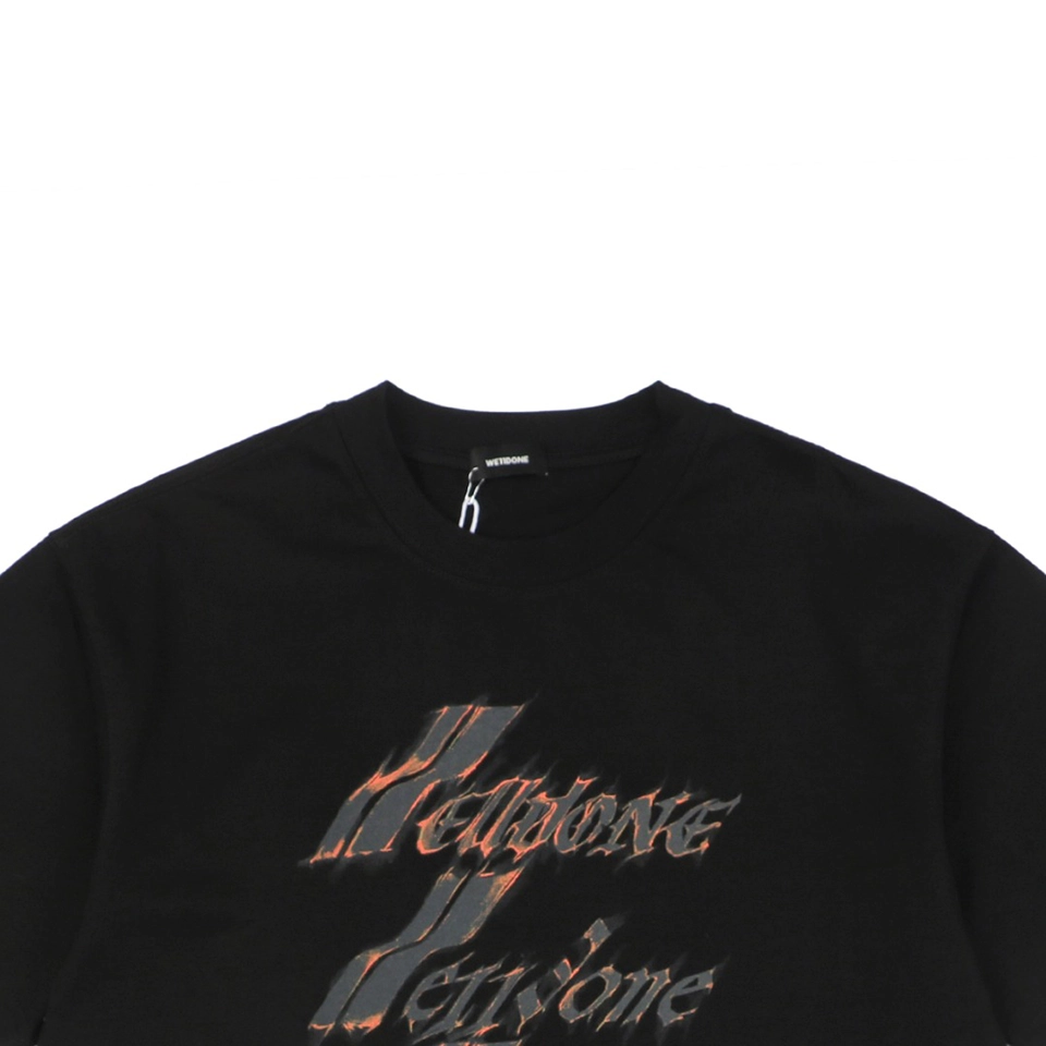 We11done Flame Barrage Print T-shirt Black